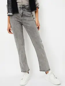 max Women Regular Fit Mid-Rise Low Distress Heavy Fade Jeans