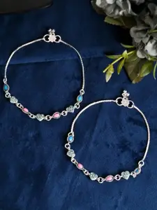 Sangria Silver-Plated Artificial Stones Anklet