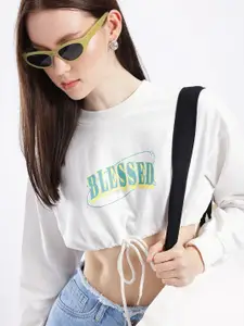 glitchez Printed Cotton Terry Boxy Crop Sweatshirt