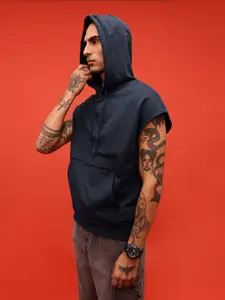 glitchez Cotton Terry Oversized Hooded Short Sleeve Sweatshirt