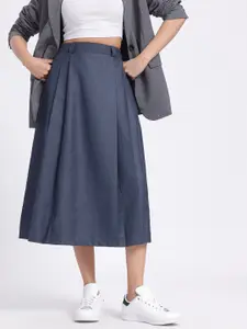 glitchez Pleated Flared Midi Skirt