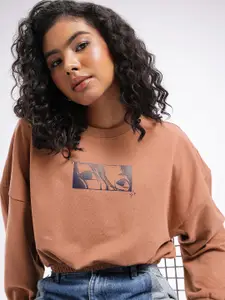 glitchez Printed Boxy Crop Sweatshirt