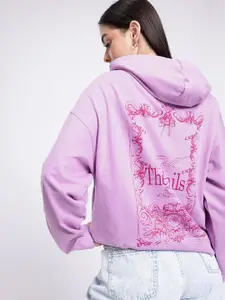 glitchez Printed Cotton Terry Hooded Oversized Sweatshirt