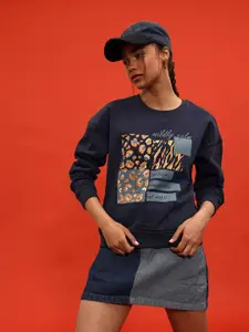 glitchez Relaxed Drip Graphic Fleece Sweatshirt