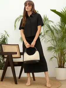 SASSAFRAS Embroidered Pure Cotton Shirt With Skirt Co-Ords