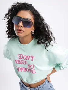 glitchez Printed Boxy Crop Sweatshirt