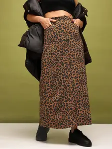 glitchez Back Slit Textured A-Line Maxi Skirt