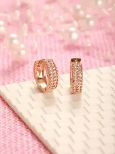 Jazz and Sizzle Rose Gold Plated American Diamond Hoop Earrings