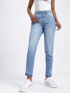 glitchez Women Ripped Hem boyfriend Fit Jeans