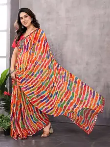Anouk Leheriya Print Mirror Work Saree