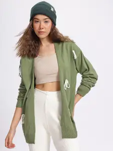 glitchez Knot Detail Longline Front Open Sweater