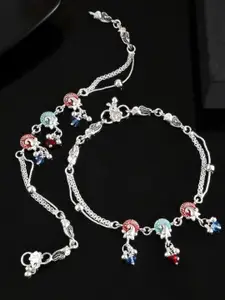 Sangria Silver-Plated Artificial Stones Anklet