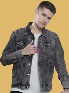 KLIZEN Men Denim Jacket with Patchwork