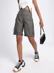 glitchez Women High Waist Cargo-Style Shorts