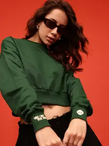 glitchez Cotton Terry Oversized Crop Sweatshirt