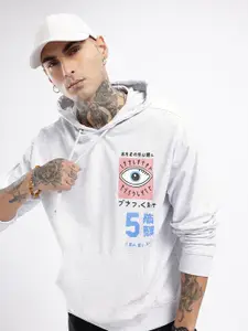 glitchez Printed Cotton Terry Oversized Hooded Sweatshirt