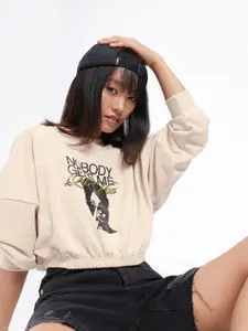 glitchez Printed Boxy Crop Sweatshirt