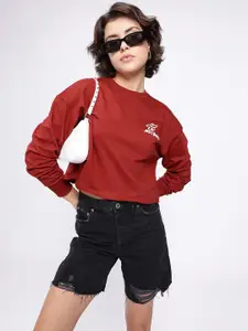 glitchez Print Boxy Fit Crop Sweatshirt