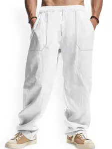 StyleCast x Revolte Men Solid Mid-Rise Flat-Front Regular Trousers