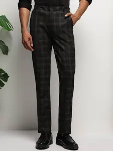SUBTRACT Men 4 Way Stretch Flex Waist Checked Slim Fit Formal Trousers