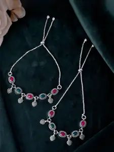 Sangria Silver-Plated Artificial Stones Anklet