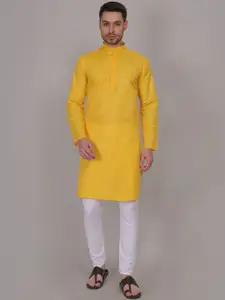 4u Fashion Men Woven Design Mandarin Collar Kurta with Trousers