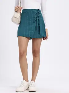 glitchez Self-Design Lace-Up Mini Wrap Skirt