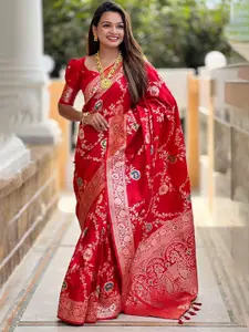 SGF11 Floral Woven Design Zari  Kanjeevaram  Pure Silk Saree