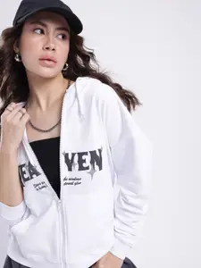 glitchez Printed Cotton Terry Hooded Boxy Sweatshirt