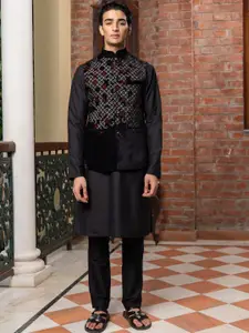 PATR Embroidered Velvet Woven Nehru Jackets