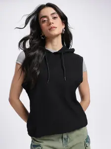 glitchez Relaxed Sleeveless Hooded Sweatshirt