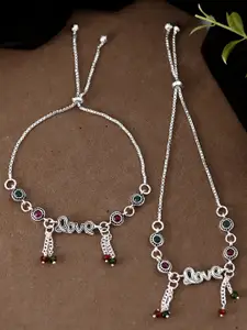 Sangria Silver-Plated Artificial Stones and Beads Anklet