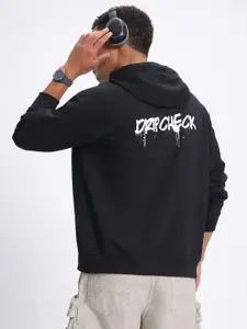 glitchez Check Oversized Terry Hooded Sweatshirt