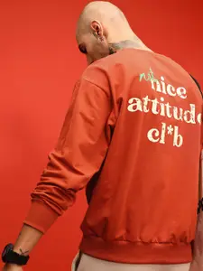 glitchez Typography Printed Cotton Terry Oversized Fit Sweatshirt