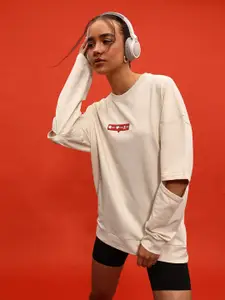glitchez Terry Cut-Out Sleeves Oversized Sweatshirt