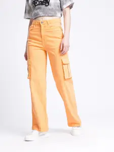 glitchez Women Straight Cargo Fit Stretchable Jeans