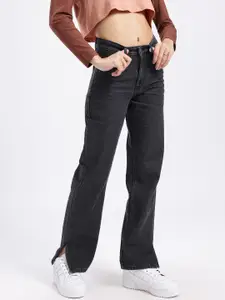 glitchez Women Straight Fit Vented Hem Jeans