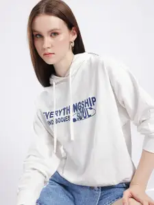 glitchez Printed Cotton Terry Oversized Hooded Sweatshirt