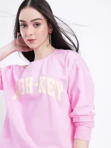 glitchez Typography Printed Cotton Relaxed Fit Sweatshirt