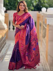 SGF11 Women Ethnic Motifs Printed Zari Pure Silk Kanjeevaram Saree