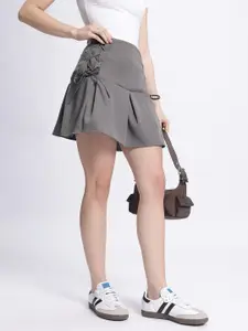 glitchez Lace-Up Relaxed Fit Mini A-Line Skirt