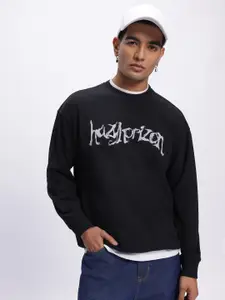 glitchez Typography Printed Oversized Sweatshirt