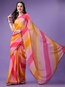 Anouk Striped Mirror Work Saree