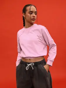 glitchez Raglan Sleeves Cinched Waist Sweatshirt