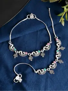 Sangria Silver-Plated Artificial Stones Anklet