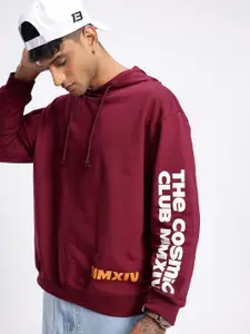 glitchez Printed Cotton Terry Relaxed Fit Hooded Pullover Sweatshirt