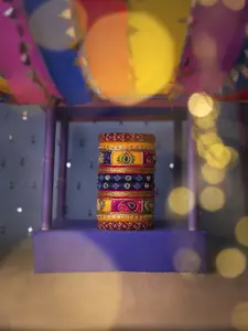 Taasha Craft Set Of 10 Threaded & Sequined Bangles