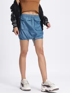 glitchez Cargo Pocketed Parachute Mini Skirt with Toggle Hem
