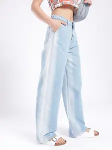 glitchez Women Straight Fit Heavy Fade Jeans