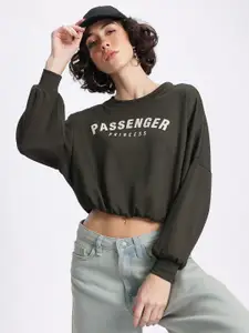 glitchez Self-Design Printed Cropped Sweatshirt